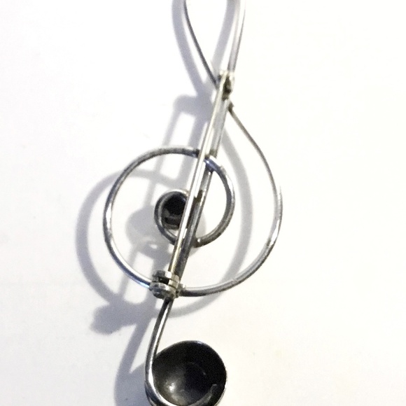 Large c1960 Modernist Silver Plated G Clef Brooch - Picture 3 of 3